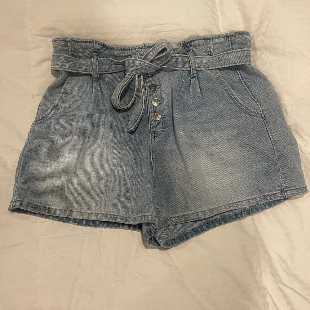 Women's Denim Paperbag Waist Shorts